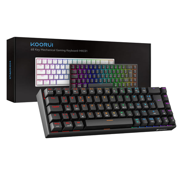 KOORUI 60% Mechanical Gaming Keyboard, Mixed Colors LED Backlit Ultra-Compact 69 Keys, Mini Wired Keyboard with Blue Switch for Windows Laptop PC/Mac OS/Xbox-BLACK(Blue Switch)