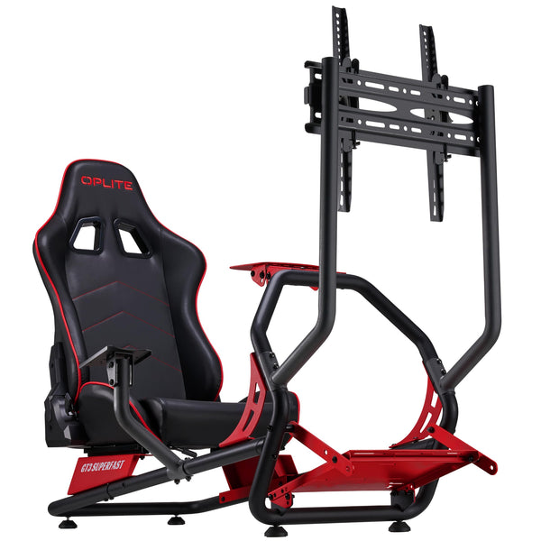 OPLITE GT3 SUPERFAST Simulator Cockpit Racing Sim Bucket Seat and Chassis Frame for Logitech and Thrustmaster Steering Wheel Pedals & Screen