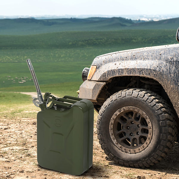 Bonnlo 20L Petrol Can Fuel Oil Storage Can Metal Jerry Diesel Tank with Flexi Spout For Diesel, Petrol, Oil Container (Green)