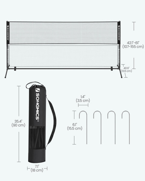 SONGMICS 3 m Badminton Net, Volleyball Net, Adjustable Poles Height, Portable Set for Tennis