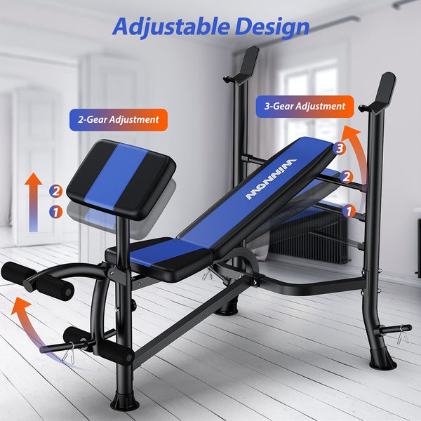 WINNOW Adjustable Weight Bench with Leg Extension and Preacher Curl Home Training Gym Weight Lifting Bench Full-Body Workout Bench Bench Press