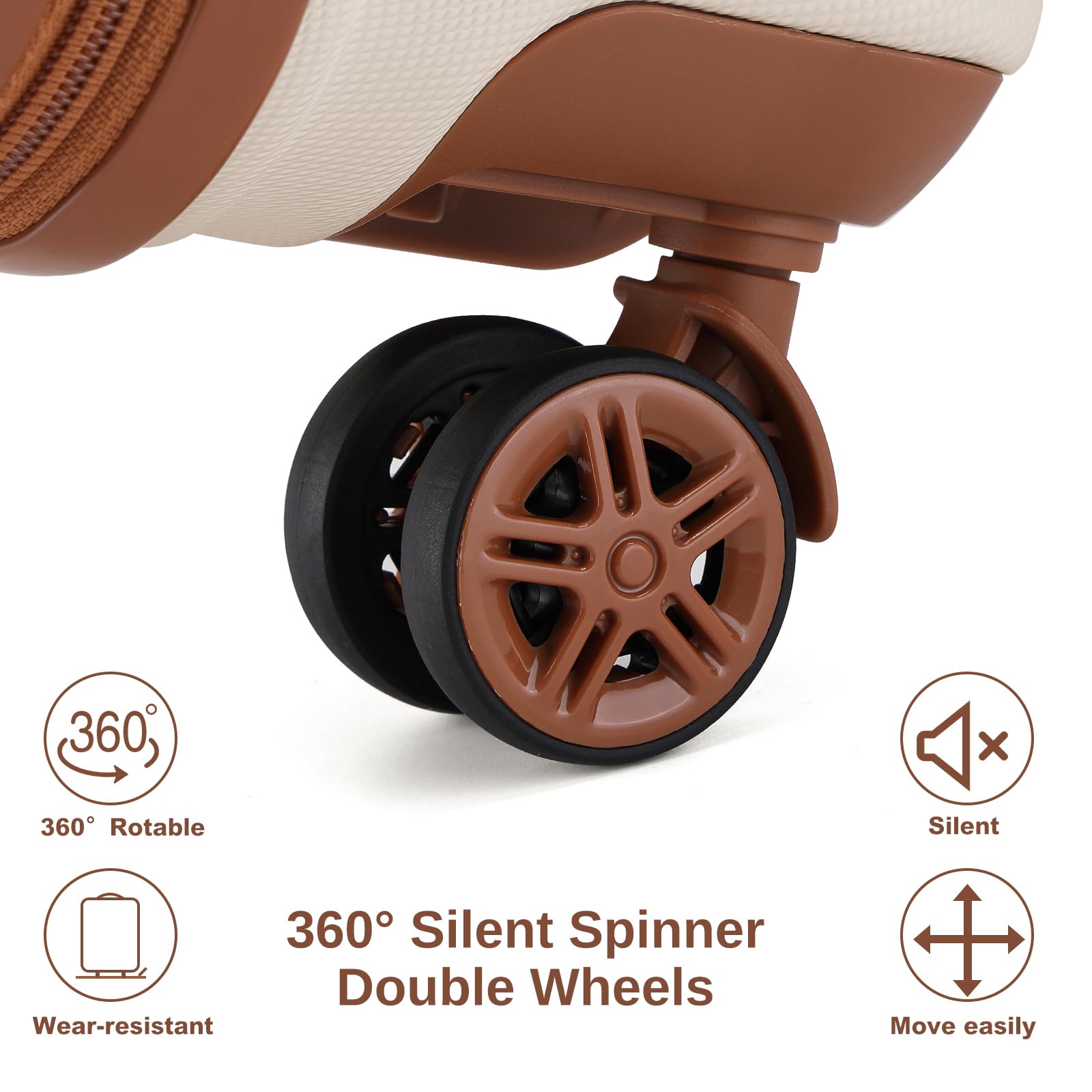 Kono Travel Luggage Sets of 6 Piece Lightweight ABS Hard Shell Trolley Case with TSA Combination Lock 20" 24" 28" Suitcase + 12" Beauty Case + Duffel Bag & Toiletry Bag (Cream White)