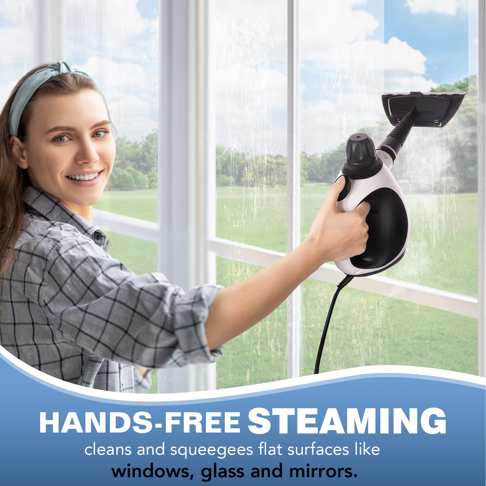 Klona Portable Steam Cleaner, Hand Held steamers for cleaning house, Home Multi Purpose - 10-Piece Accessory Kit for Sofa, Carpets, Upholstery