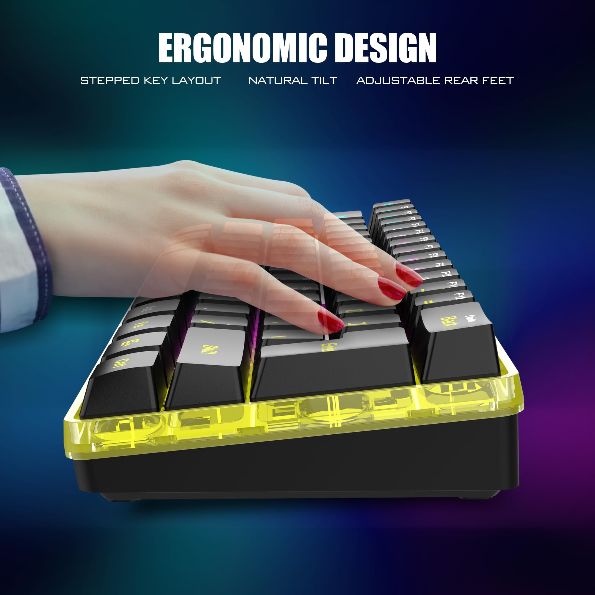 RedThunder 60% RGB Gaming Keyboard and Mouse Combo, UK Layout Ultra Compact Backlit Mini Keyboard, Lightweight 7200 DPI Cellular Optical Mouse, Portable Wired Gaming Set for PC PS5 Xbox Gamers (Black)