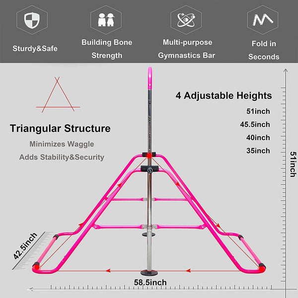 Expandable Gymnastics Bars Junior Training Bar Adjustable Height Gymnastic Horizontal Bars Children Folding Training Monkey Bars Child Gym Climbing