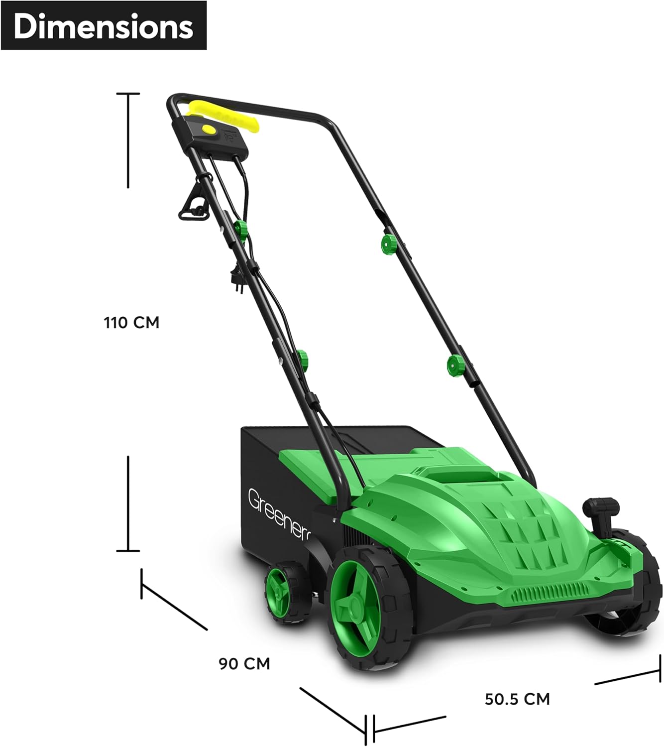 1500w Electric 1500w Electric Lawn Scarifier Aerator Lawn Rake 30L Collection Box 32cm Working Width 4 Adjustable Scarifying Heights 2 Interchangeable Rollers Foldable Handles 10M Cable Length