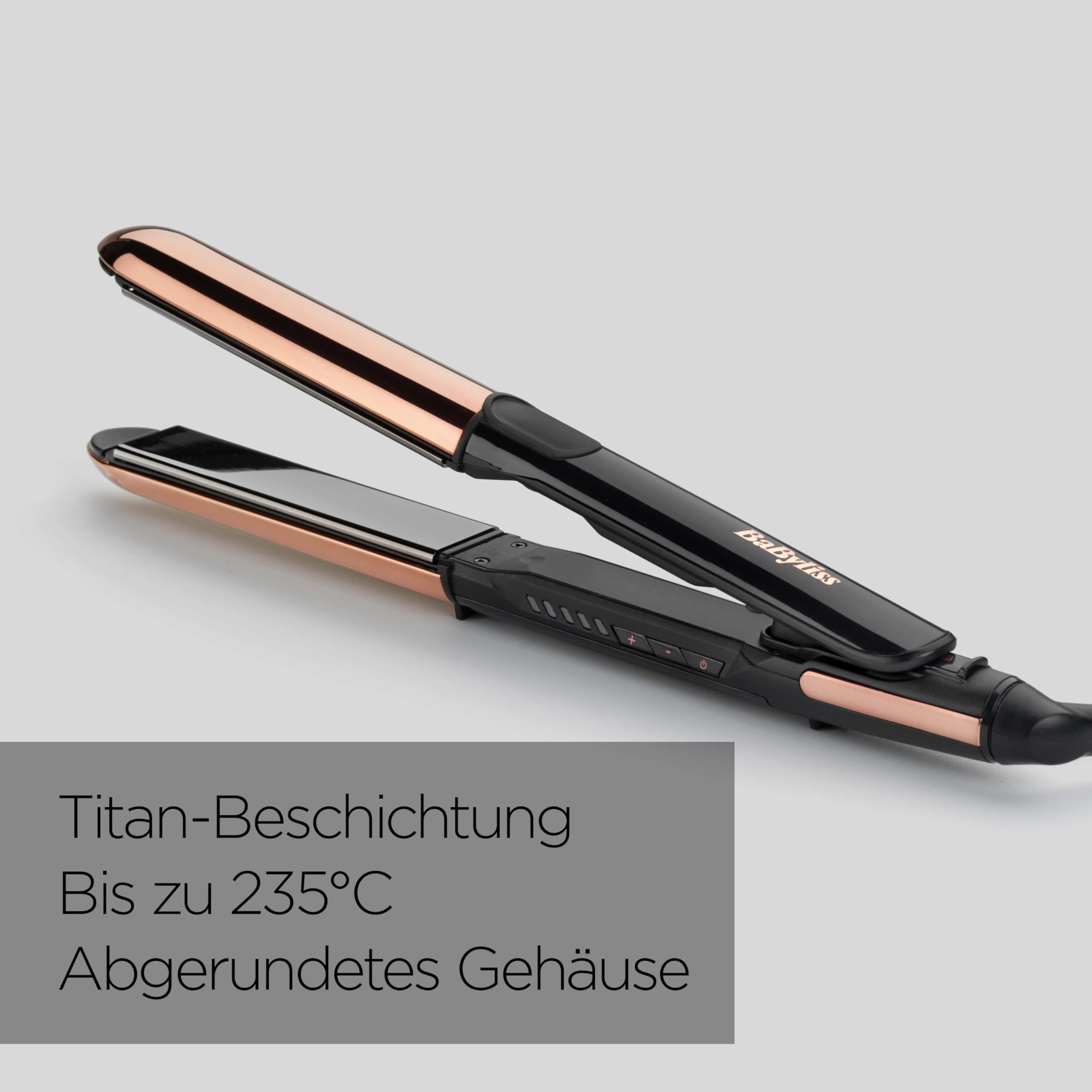 BaByliss Straight and Curl Brilliance Hair Straighteners - Curved Metal Design Easy Styling, Smoothing Titanium Plates, Ionic Anti-Frizz, Fast 15 Second Heat Up, 5 Heat Settings Up to 235°C, 2481U