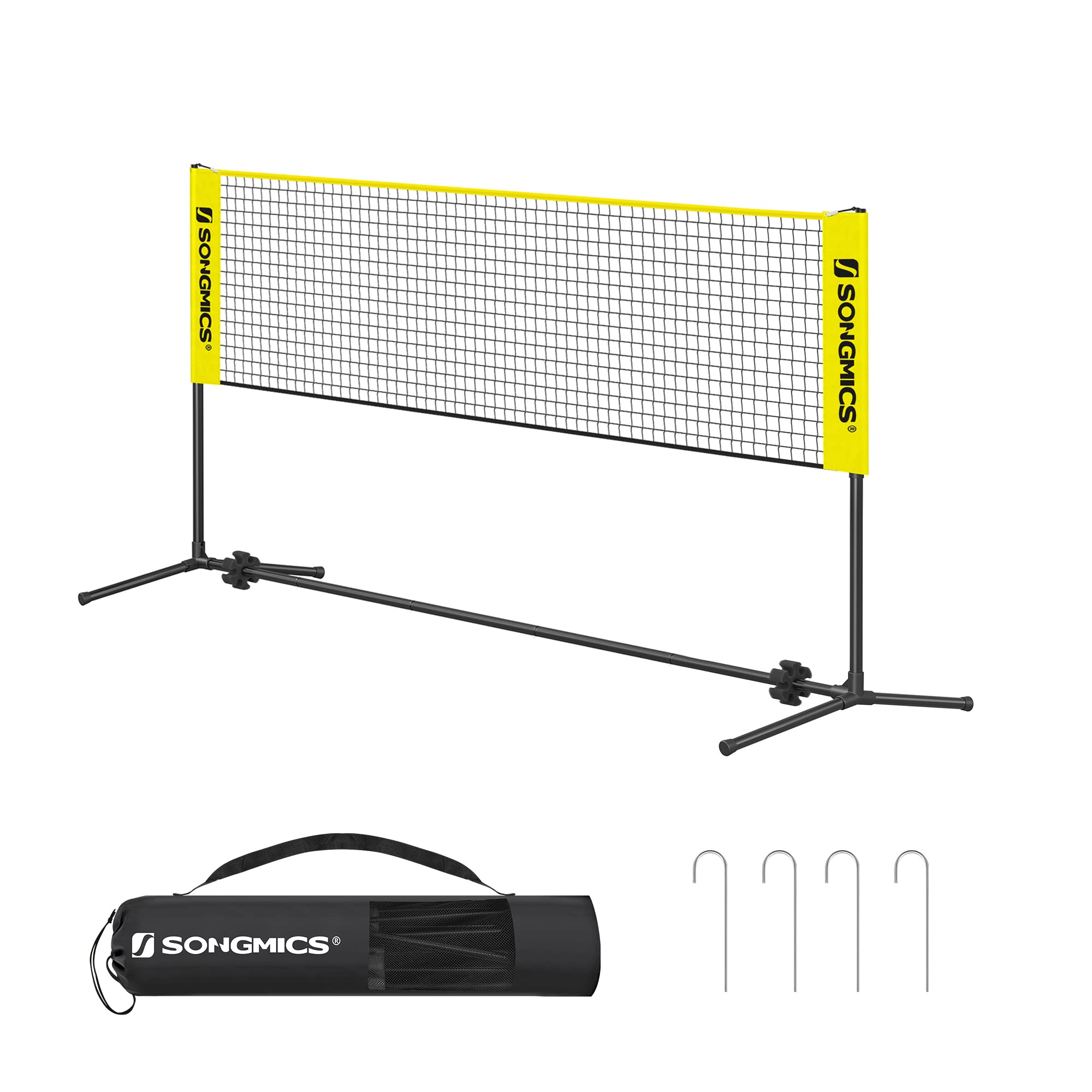 SONGMICS 3 m Badminton Net, Volleyball Net, Adjustable Poles Height, Portable Set for Tennis