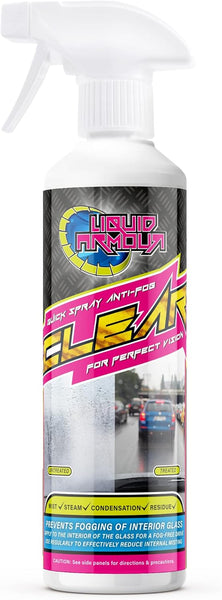 Liquid Armour Anti-Fog/Mist Repellent Spray | Car Windscreen Protection, Glass, Window & Mirror Treatment, 500ml