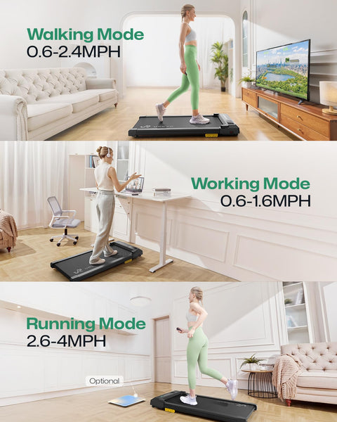 UREVO Smart Walking Pad, Compact Under Desk Treadmill with Double Shock Absorption, Quiet Operation, Workout APP with Track Insights and MIIT Mode, Plug and Play, Remote or APP Control for Home Office