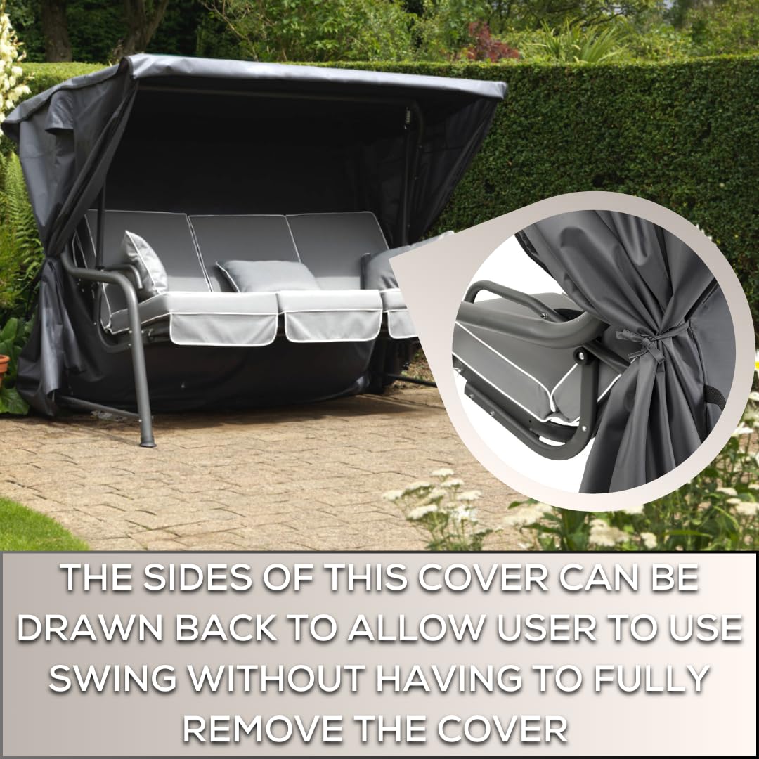 Barlborough Garden Swing Cover | 3 Seater Waterproof Wind Resistant Large Outdoor Garden Swing Seat Cover with Air Vents and Zips | 210cm x 170cm x