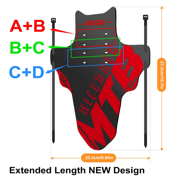NICEDACK Mudguards Mountain Bike, 2 Pieces Mudguard Fit 20-29 Inch MTB Mudguard Front and Rear Compatible Bicycle Splash Guard