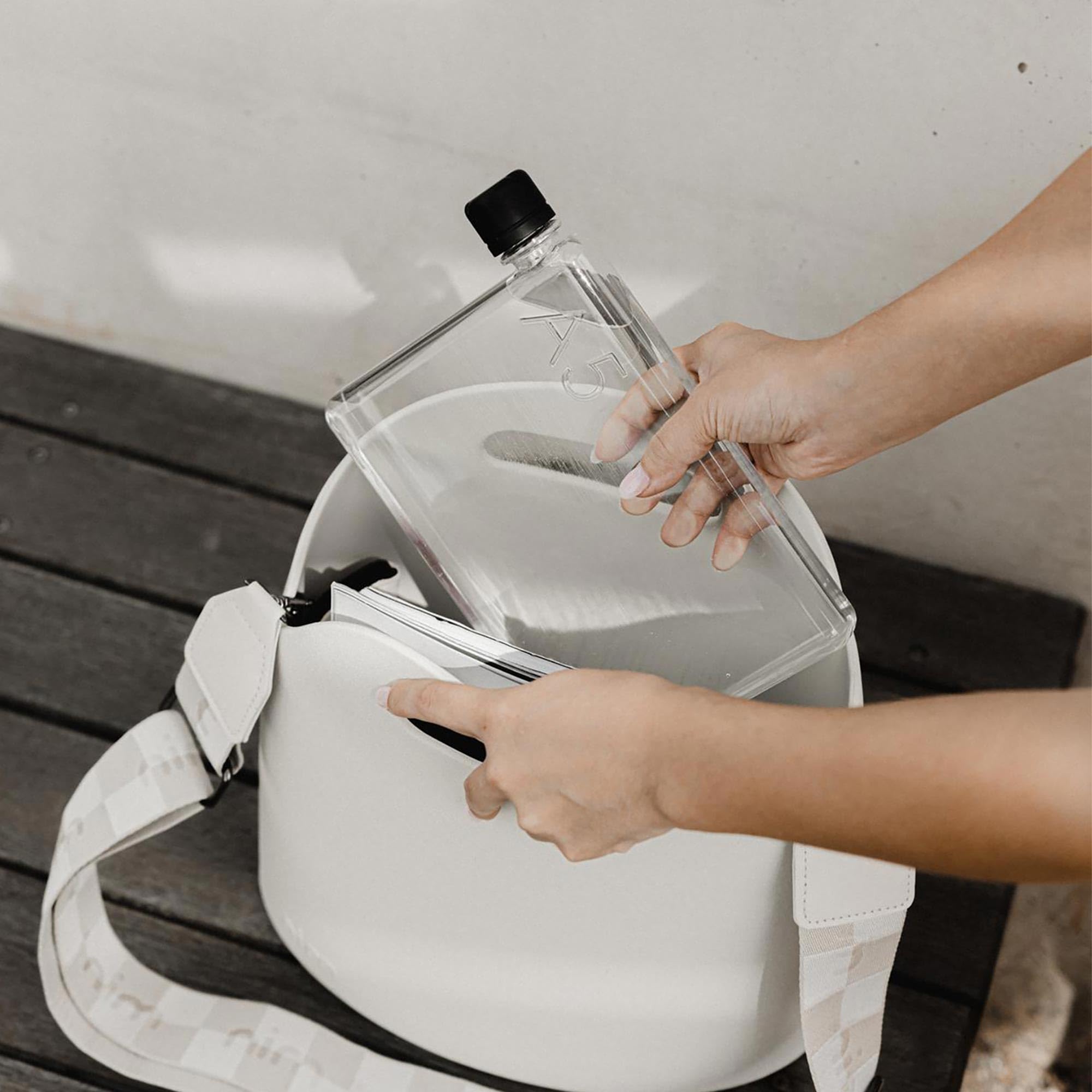 A5 memobottle 25 oz(750ml)| Flat Water Bottle for Your Bag |BPA-Free |Sleek and Convenient Design Supports Clean Water Initiatives