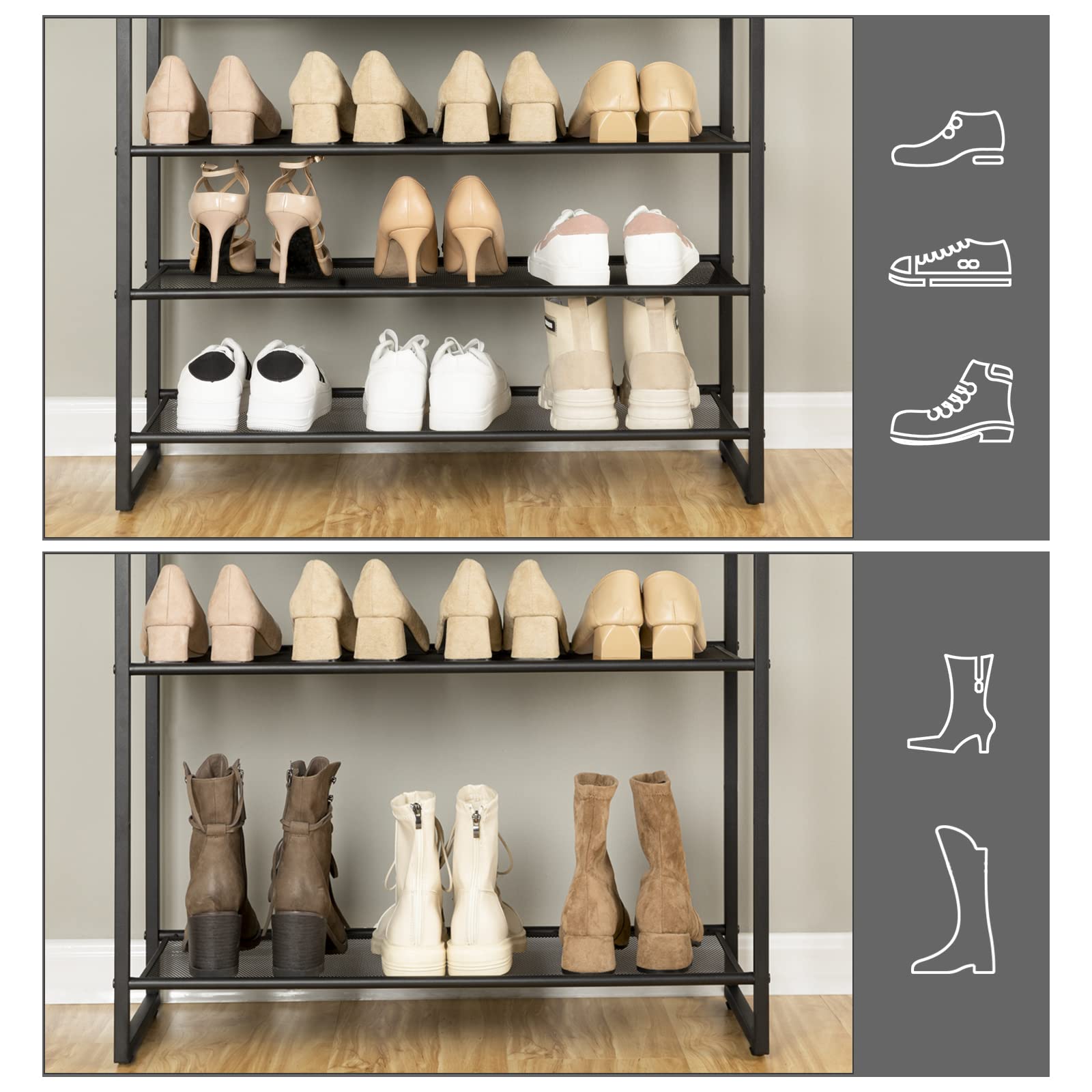 HOOBRO 10-Tier Shoe Rack, Large Capacity Shoe Storage Organizer, Shoe Storage Unit for 27-36 Pairs of Shoes, 75 x 28.5 x 159 cm, Tall Shoe Shelf,