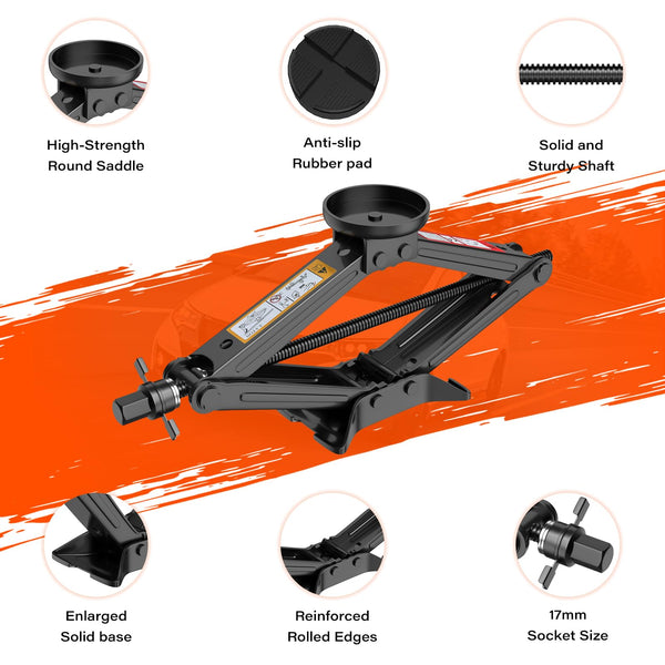IMAYCC Car Jack Kit 2.5 Ton, Universal Scissor Jack for Car with Rubber Jack Pad, Portable Tire Changing tool with Lug Wrench, Emergency Kit for SUV MPV