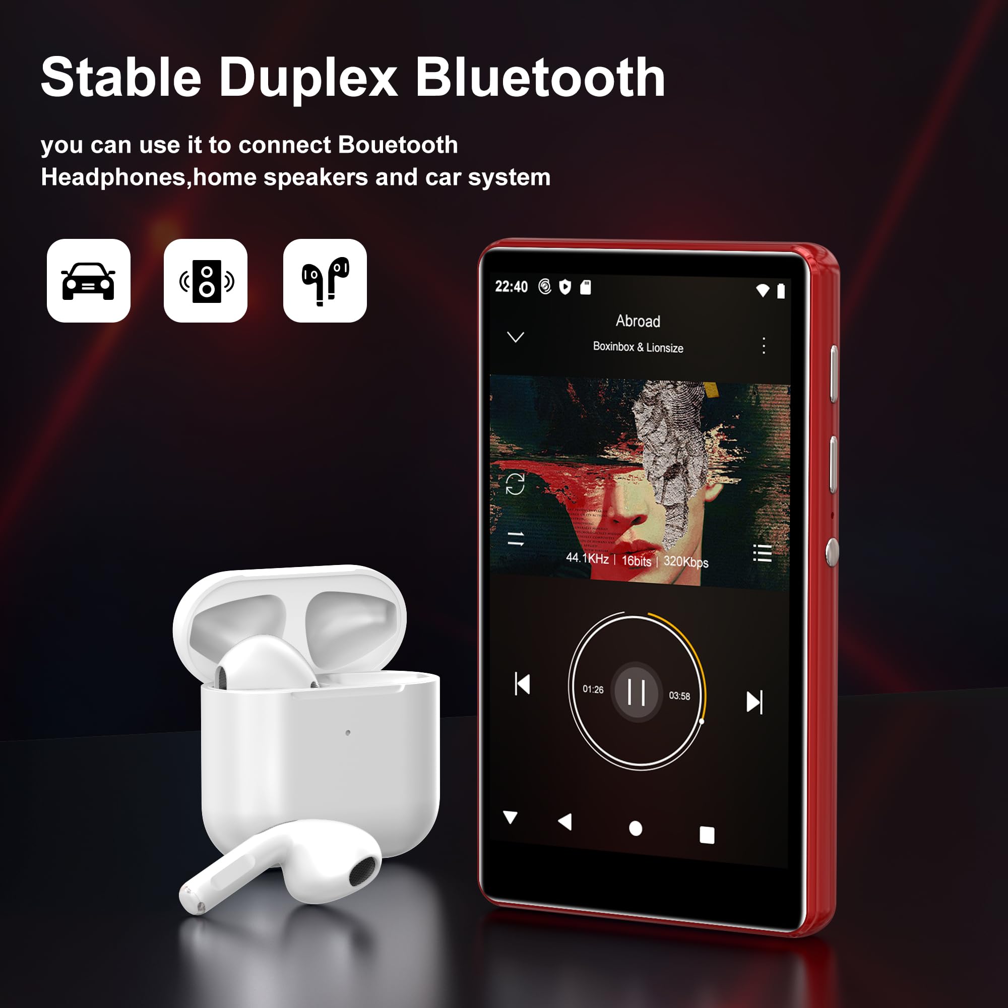 80GB MP3 Player with WiFi and Bluetooth, 4.0” IPS HD Touch Screen, SWOFY M503Pro MP4 Player with Speakers, Android Music Player with Spotify, Deezer, Audible, FM Radio,Play Store for Kids