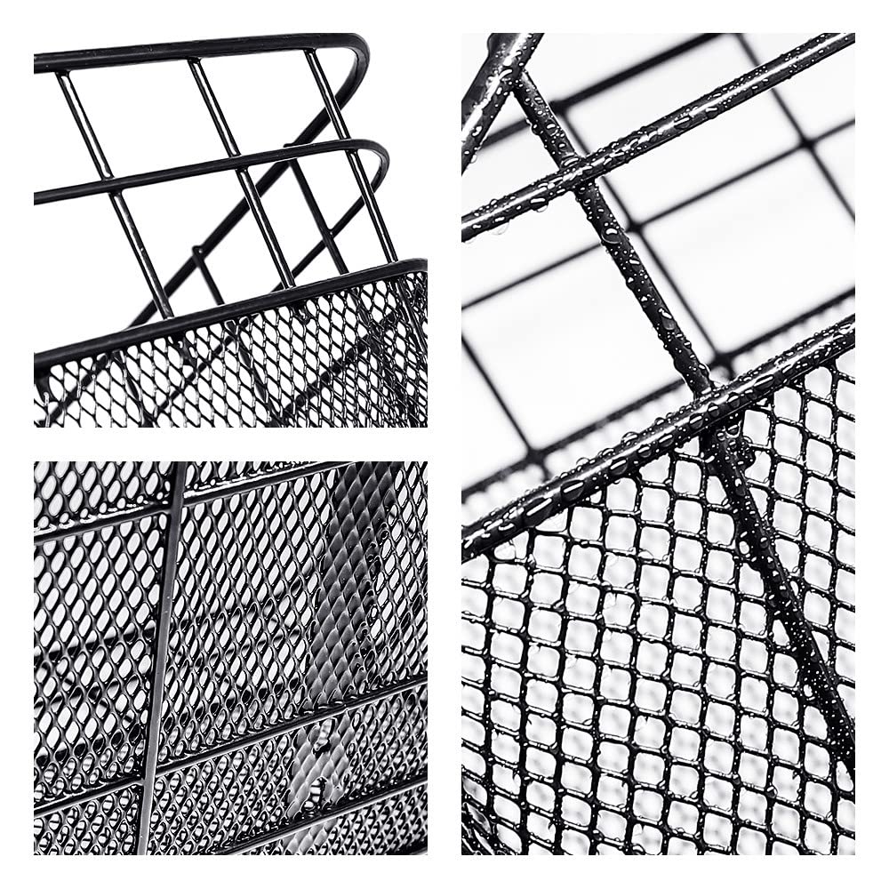 ANZOME Bike Basket Rear,Waterproof Metal Wire Bicycle Rear Basket with Adjustable Cargo Net and Rainproof Cover Fits to Most Rear Bike Rack