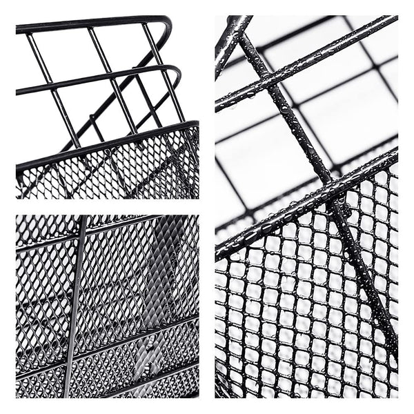 ANZOME Bike Basket Rear,Waterproof Metal Wire Bicycle Rear Basket with Adjustable Cargo Net and Rainproof Cover Fits to Most Rear Bike Rack