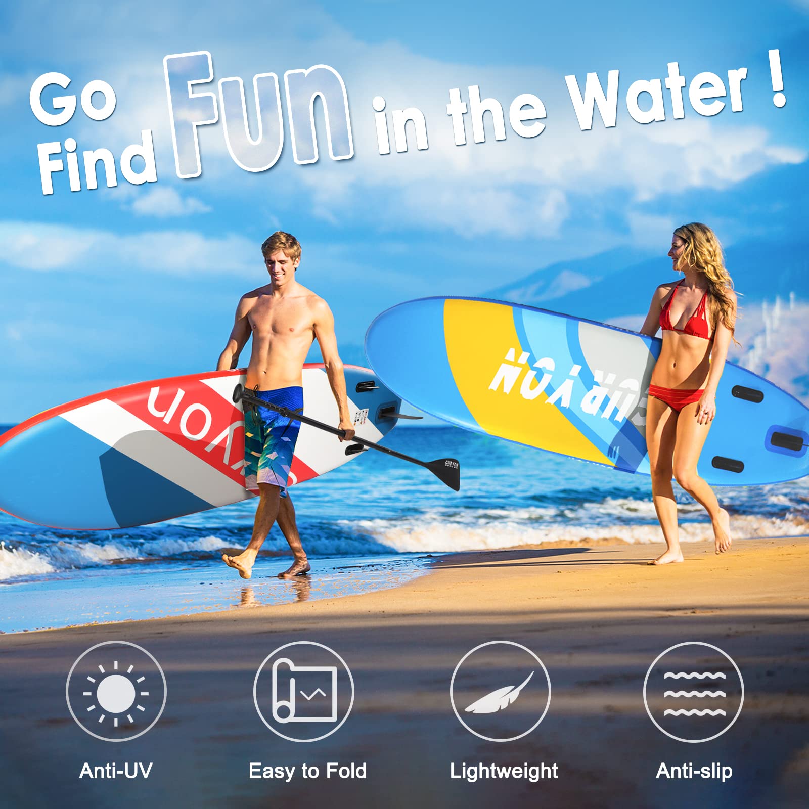 Paddle Board, Inflatable Stand Up Paddle Board Ultra-light ISUP 10’x 30" x 6" Paddle Board with Adjustable Paddle, Hand Pump, Leash, Repair Kit, Waterproof Phone Case, Paddle Board for Adults
