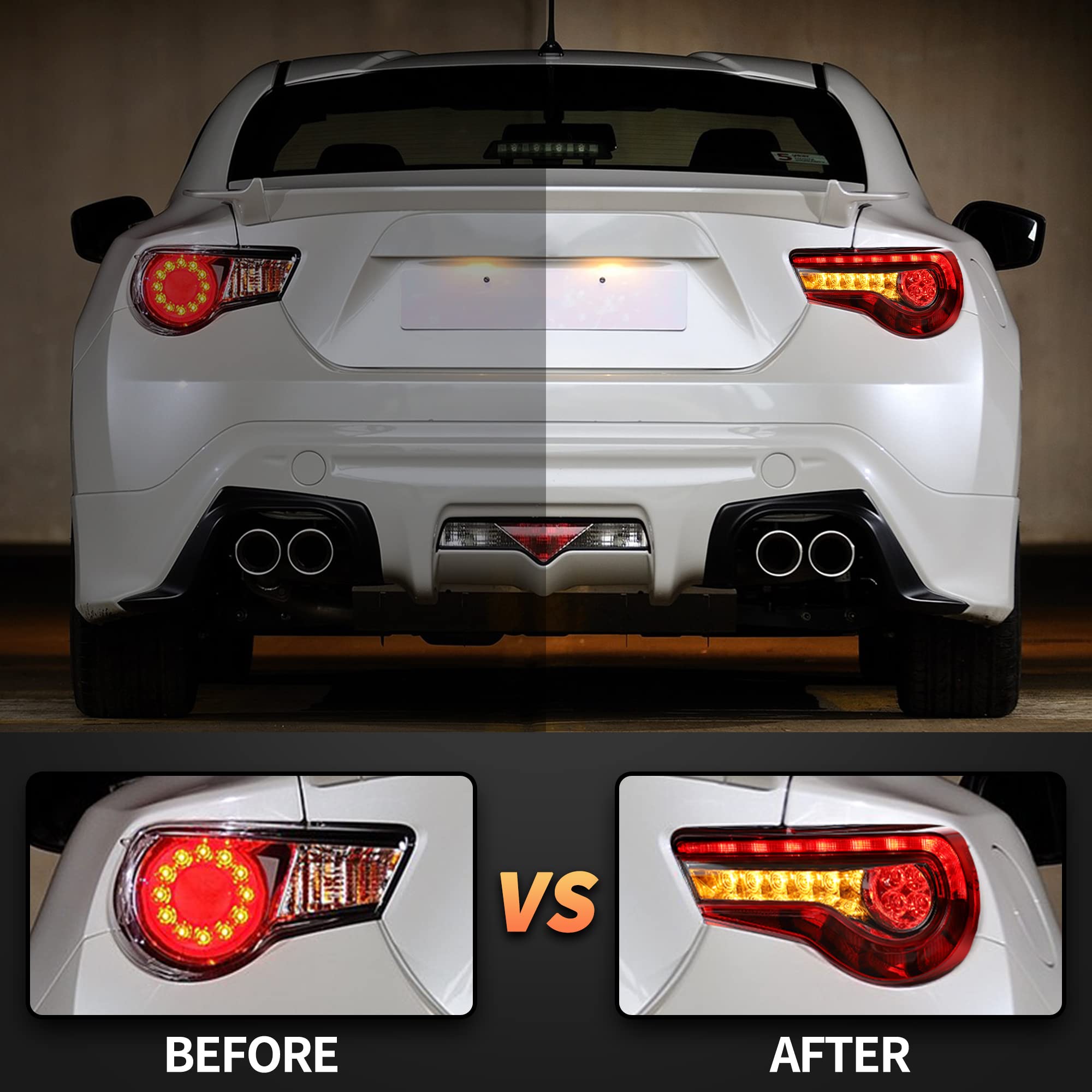 VLAND Rear Lights for GT86 FT86 2012-2020 BRZ 2013-2020 Tail Lights Assembly with Sequential Turn Signal (smoked a)