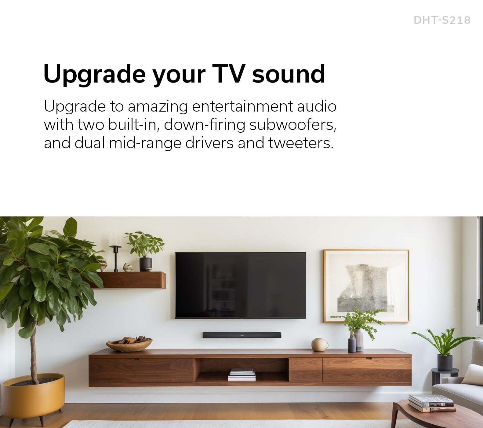 Denon DHT-S316 Soundbar and Wireless Subwoofer for Surround Sound, Bluetooth Sound Bar with Dolby Digital, DTS Decoding, Dialogue Enhancer, HDMI ARC, Wall Mountable, Music Streaming