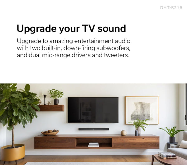 Denon DHT-S316 Soundbar and Wireless Subwoofer for Surround Sound, Bluetooth Sound Bar with Dolby Digital, DTS Decoding, Dialogue Enhancer, HDMI ARC, Wall Mountable, Music Streaming