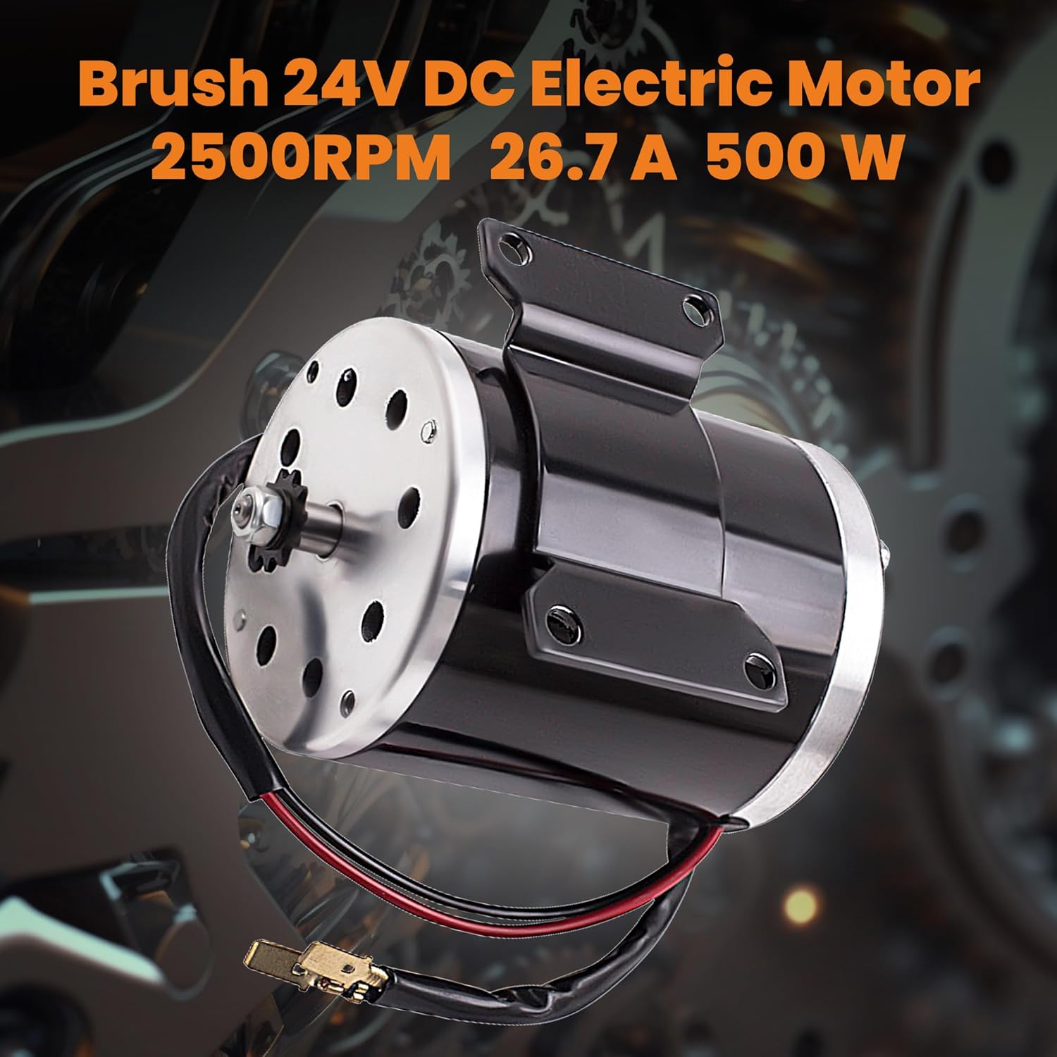 maXpeedingrods Electric DC Motor Brushed Scooter with Bracket for Go Kart DIY Scooter E Bike 500W 24V