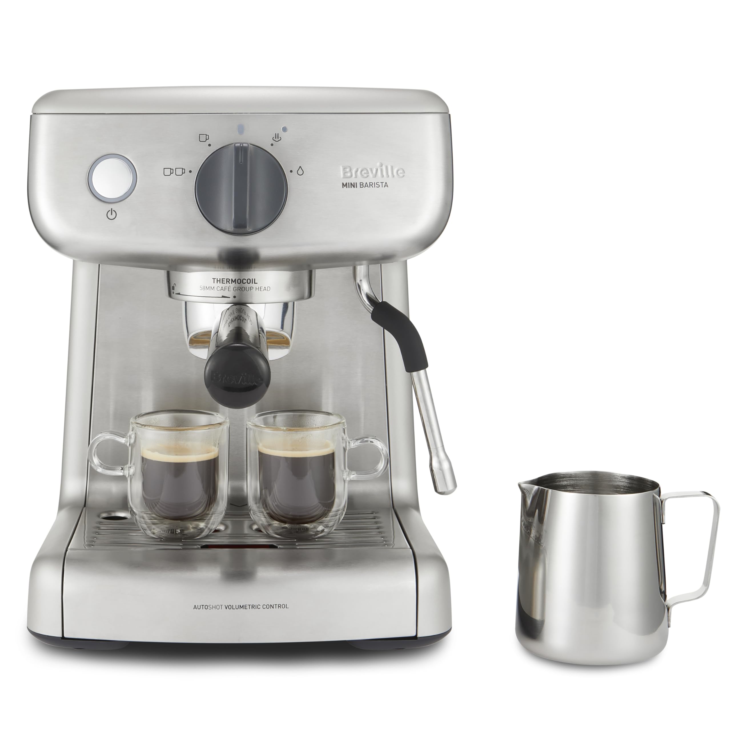Breville Barista Max Espresso Machine | Latte & Cappuccino Coffee Maker with Integrated Bean Grinder & Steam Wand | 2.8 L Water Tank | 15 Bar Italian Pump | Stainless Steel