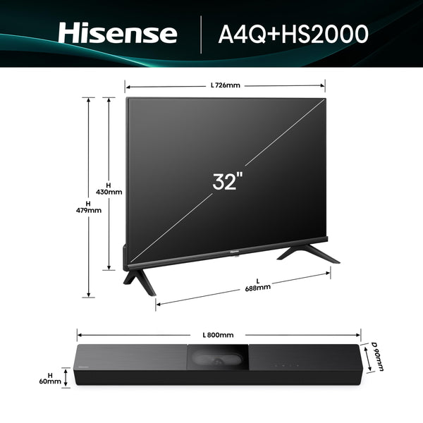 Hisense 40" 40E4QTUK FHD LED TV with Freely - Direct Lit LED, Dolby Audio, Natural Colour Enhancer, Games Mode, Sports Mode with Freely, Disney +, YouTube, Netflix