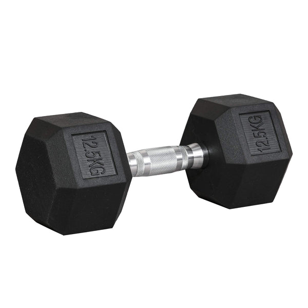 HOMCOM 12.5KG/15KG/17.5KG/20KG Single Rubber Hex Dumbbell Portable Hand Weights Dumbbell for Home Gym Workout Fitness
