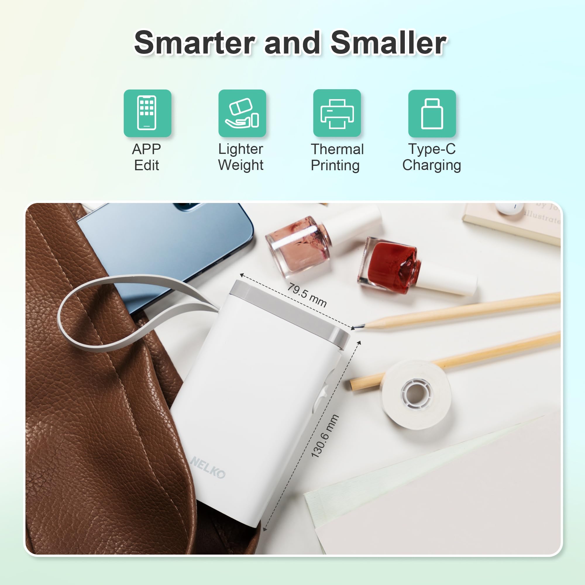 Nelko Label Maker Machine with Tape, P21 Portable Bluetooth Label Printer, Wireless Handheld Sticker Maker Mini Label Makers with Multiple Templates for Organizing Storage Barcode Office, White 1 pack