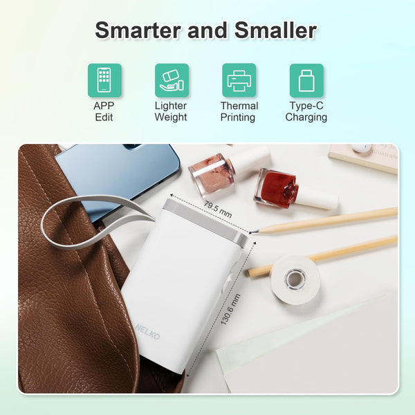 Nelko Label Maker Machine with Tape, P21 Portable Bluetooth Label Printer, Wireless Handheld Sticker Maker Mini Label Makers with Multiple Templates for Organizing Storage Barcode Office, White 1 pack