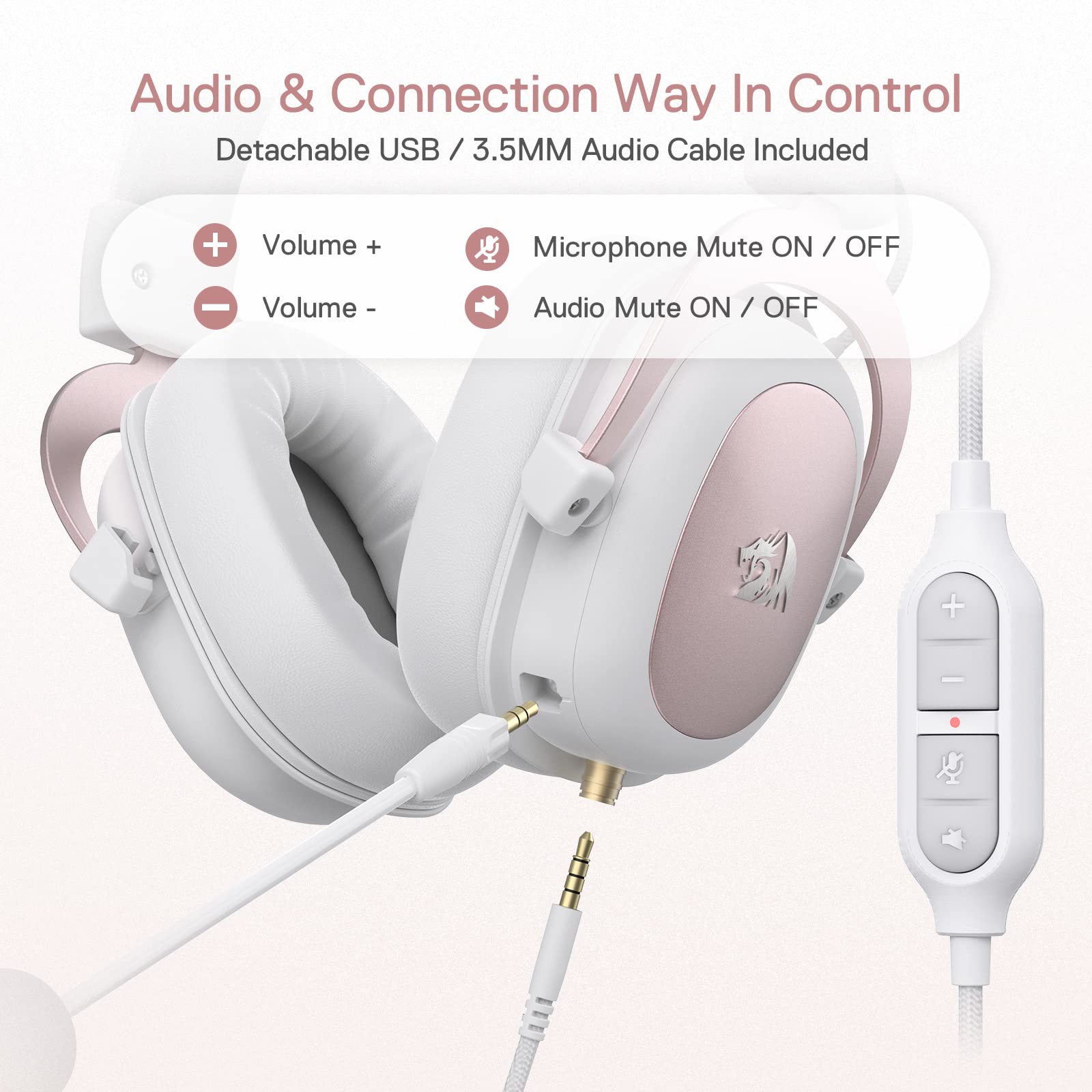 Redragon H510 Zeus Wired Gaming Headset - 7.1 Surround Sound - Memory Foam Ear Pads - 53MM Drivers - Detachable Microphone - Multi Platform Headphone - Works with PC/PS4 & Xbox One, Nintendo Switch