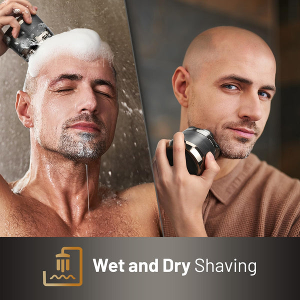 Head Shavers for Men, Dyoonoer Waterproof Cordless Head Shavers for Bald Men, Rechargeable 7D Flexible Electric Head Shaver with Magnetic Blade Head, Wet Dry Use Rotary Head Shaver with LED Display