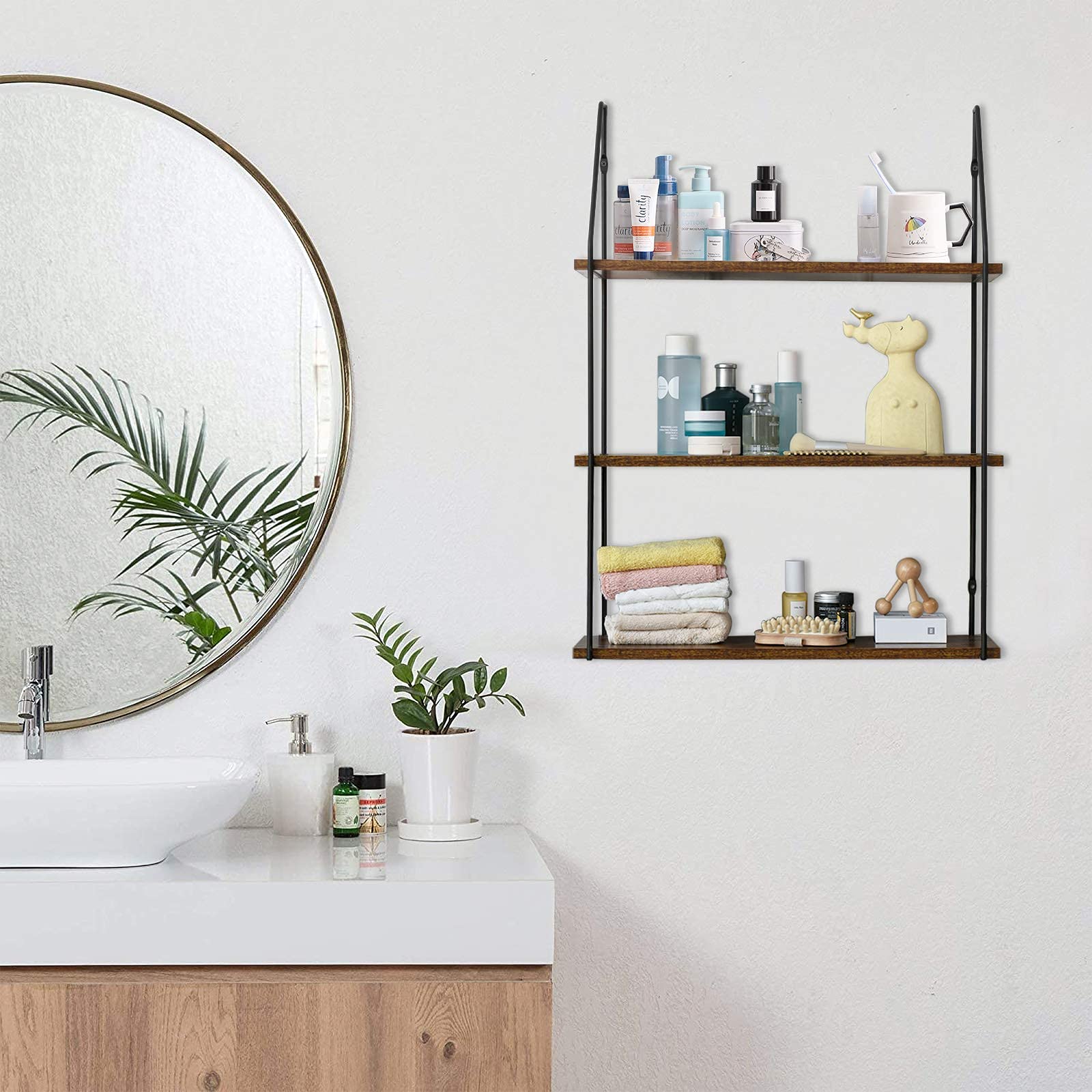 IBUYKE Floating Shelves, Wall Shelf Outdoor, 60x20x80cm, Shelving Unit for Wall, Plant Stand, Kitchen Spice Rack, Storage Organiser Shelf for Bedroom,