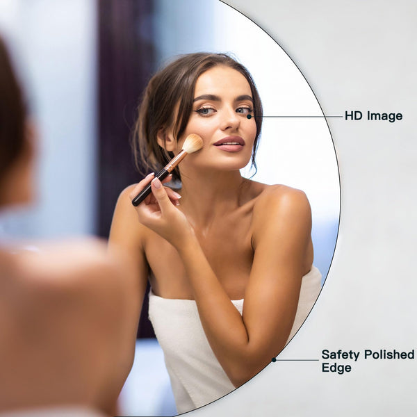 Dripex 50 x 50cm Frameless Round Mirror, Wall Mounted Bathroom Mirror with Polished Edge & Pre-installed Hole, Home Deco Hanging for Hallway Bedroom