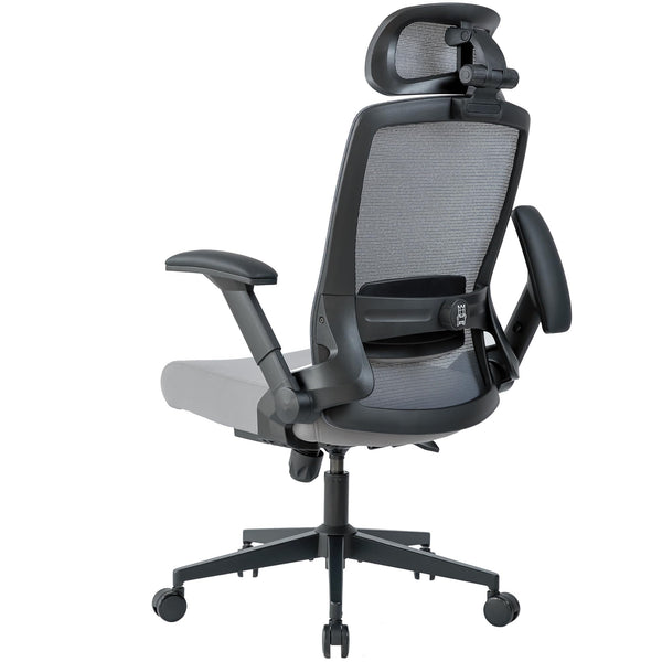 Realm of Thrones CAPTAIN Ergonomic Office Chair for Home, Heavy Duty Steel Base, Versatile Flip-up Armrests, Adjustable Lumbar Support, Mesh Back Comfort Cushion Seat for Computer Desk/Gaming (Black)