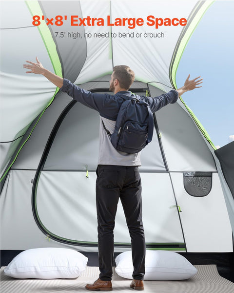 VEVOR Waterproof PU2000mm Spacious Double Layer Design, SUV Camping Tent with Shade Awning and Mesh Windows, Includes Rainfly and Storage Bag