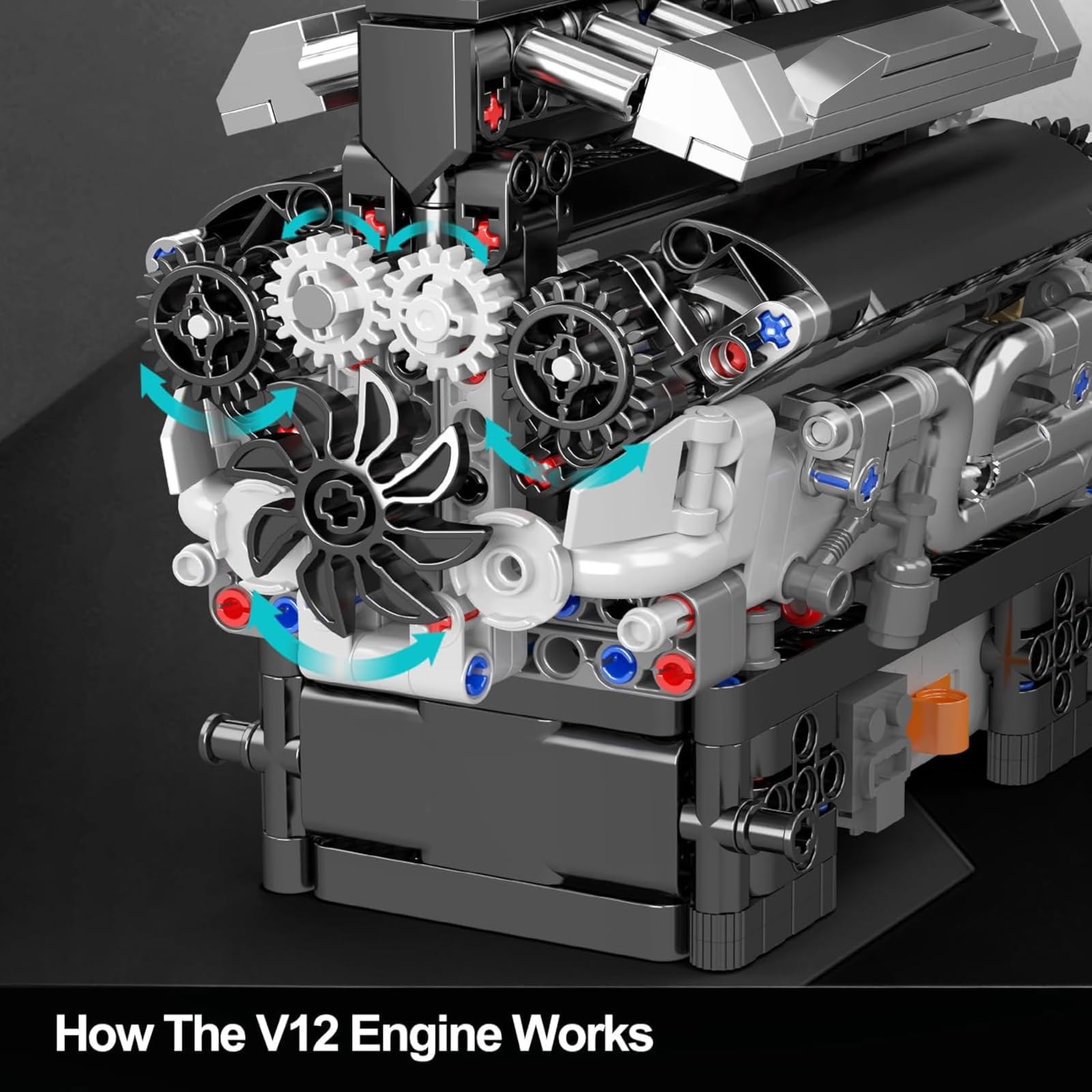 Mould King 10193 Engine Building Blocks Toy Kit, Boxer Engine Clamping Blocks Construction Kit Model, Toy Gift Collectibles for Adults Boys Girls(609 Pieces)