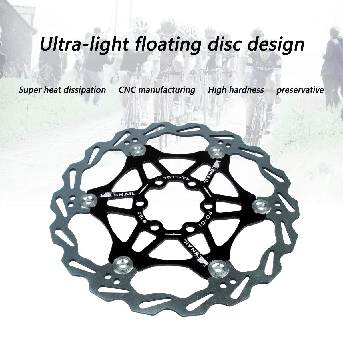 Newgoal Bicycle Disc Brake Disc, Bicycle Brake Disc Mountain Bike Floating Brake Disc Center Lock Bicycle Accessories (Black 203mm)