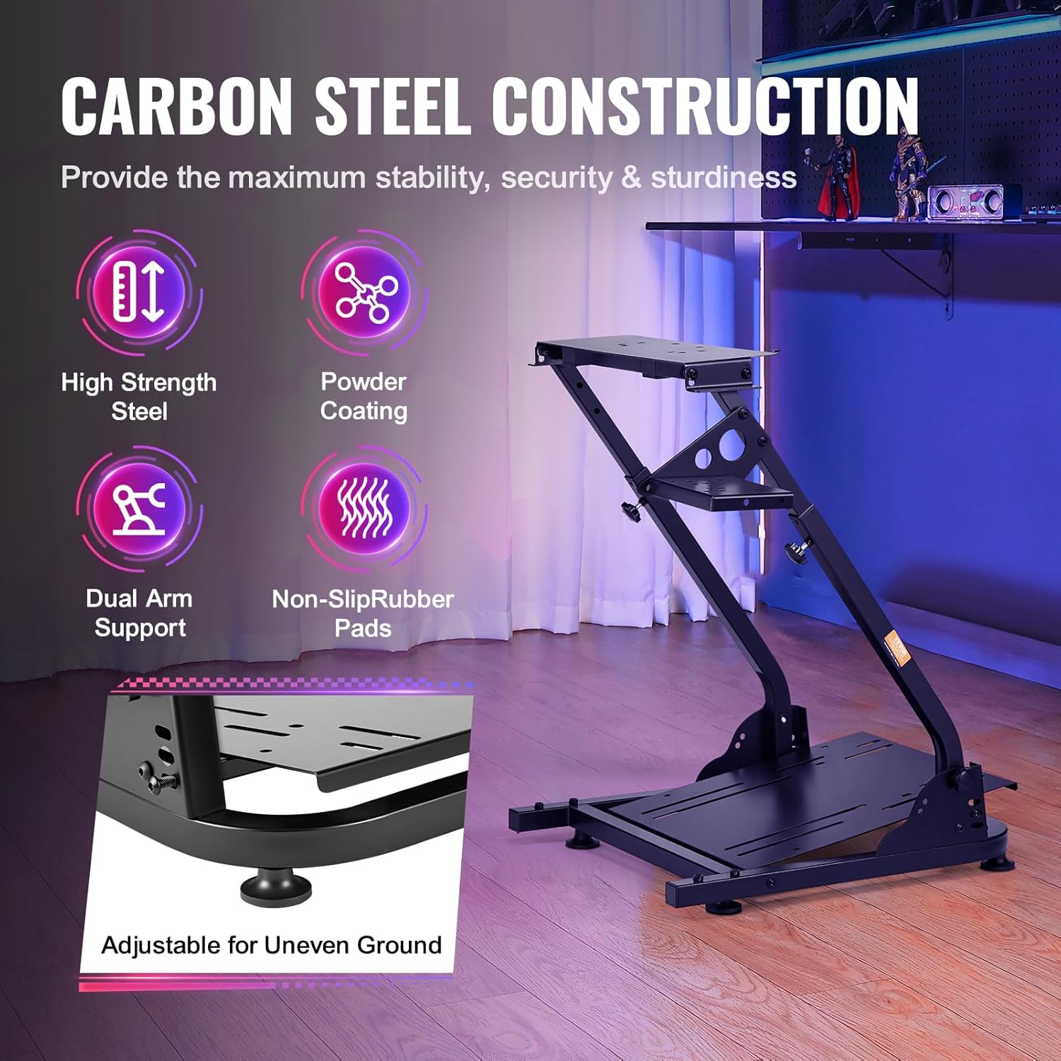 VEVOR Steering Wheel Stand,G920 Racing Wheel Stand,Logitech Wheel Stand for G25 G27 G29,GT Racing Simulator Wheel Stand,Wheel Support and Pedal not Included