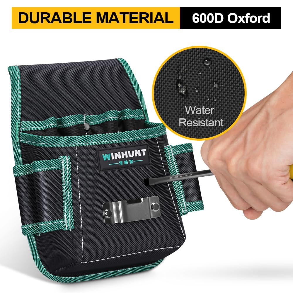 WINHUNT Tool Belt Pouch, Electrician Pouch 18 Pocket with Adjustable Nylon Belt 15x4x22cm Black (18 Pockets)
