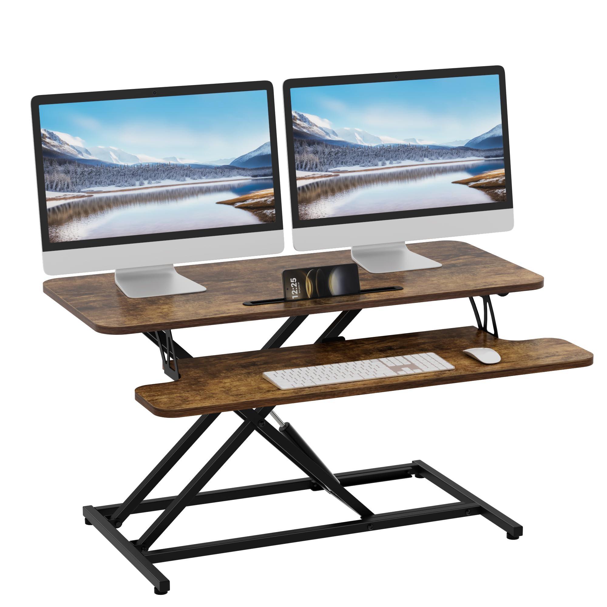 ERGOMAKER Standing Desk Converter, 36"/91cm Wide Height Adjustable Quick Sit to Stand Up Desk Riser for Dual Monitor