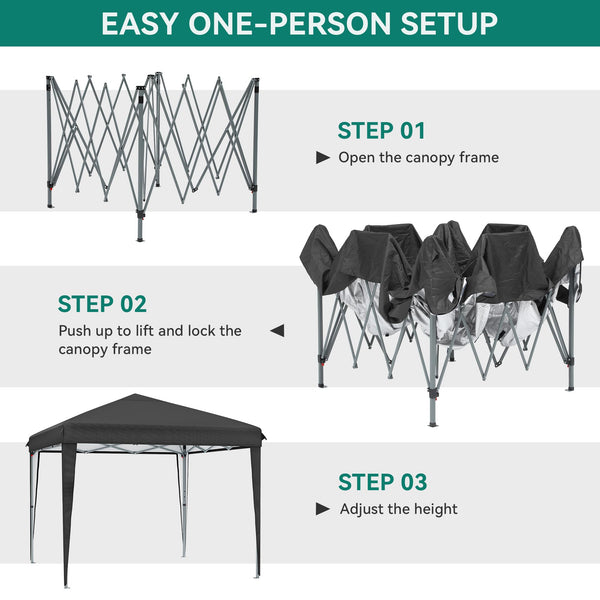 YITAHOME 3x3Meter Instant Heavy Duty Pop Up Gazebo, Folding Garden Camping Party Tent Canopy Marquee with Roller Bag