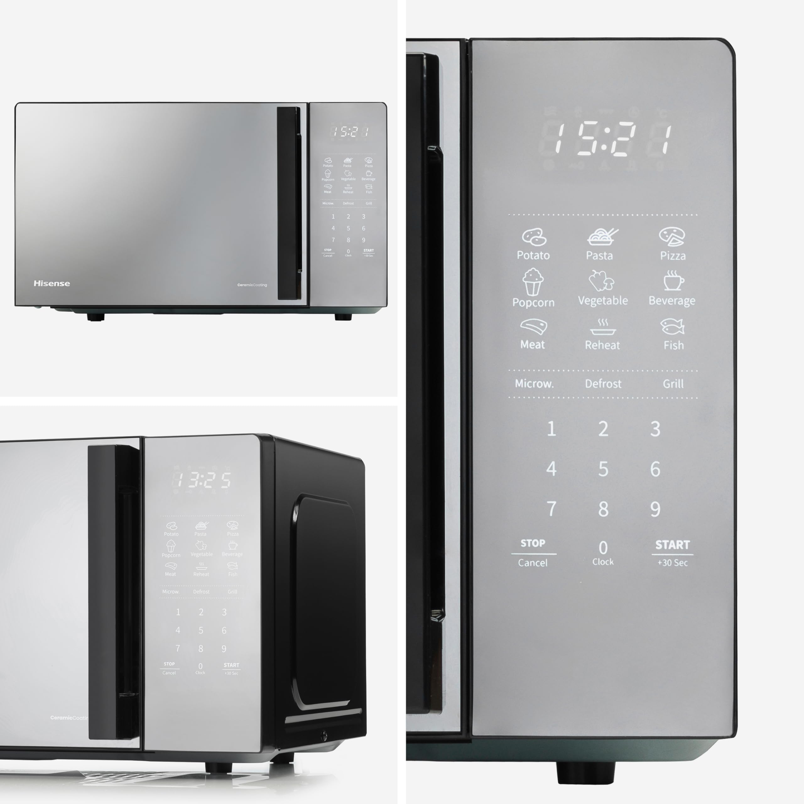 Hisense H23MOBSD1HUK 23 Litre 800W electronic Microwave with Auto Defrost, Digital Display, Smart Cook, Multi level cooking and Easy Clean- Black