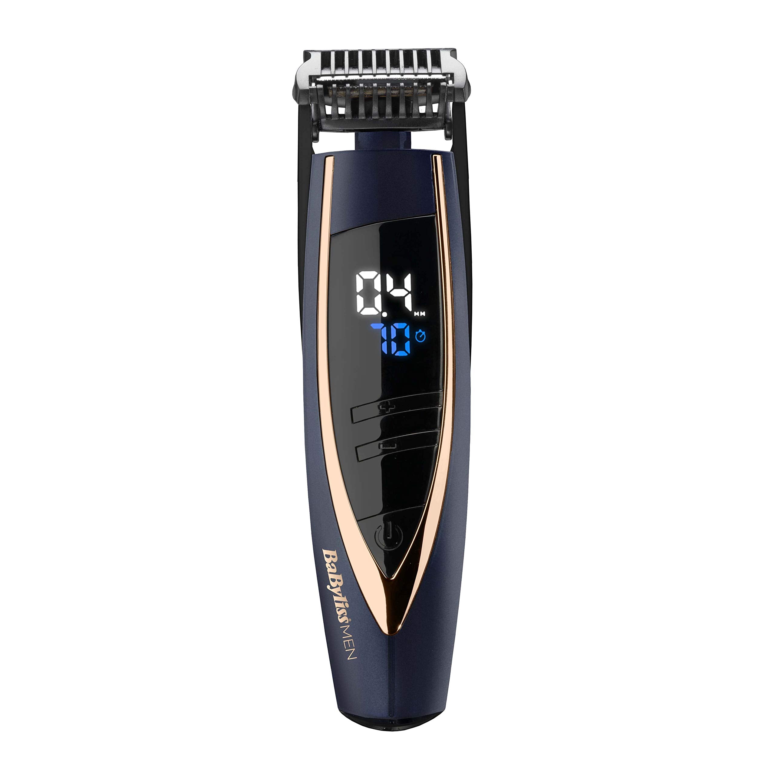 BaByliss Super Stubble XTP Beard Trimmer - Cordless & Waterproof Stubble/Beard Trimmer, 24 Length Settings (0.4-5mm), Gifts for Men, Blue & Rose Gold, 7898DU