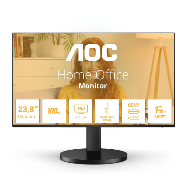 AOC 27B3CA2 - 27 Inch FHD Monitor, 100Hz, IPS, Speakers, USB-C Connectivity, FlickerFree, Adaptive Sync, LowBlue (1920 x 1080, 250 cd/m2, HDMI 1.4 / USB-C 65W Power delivery)