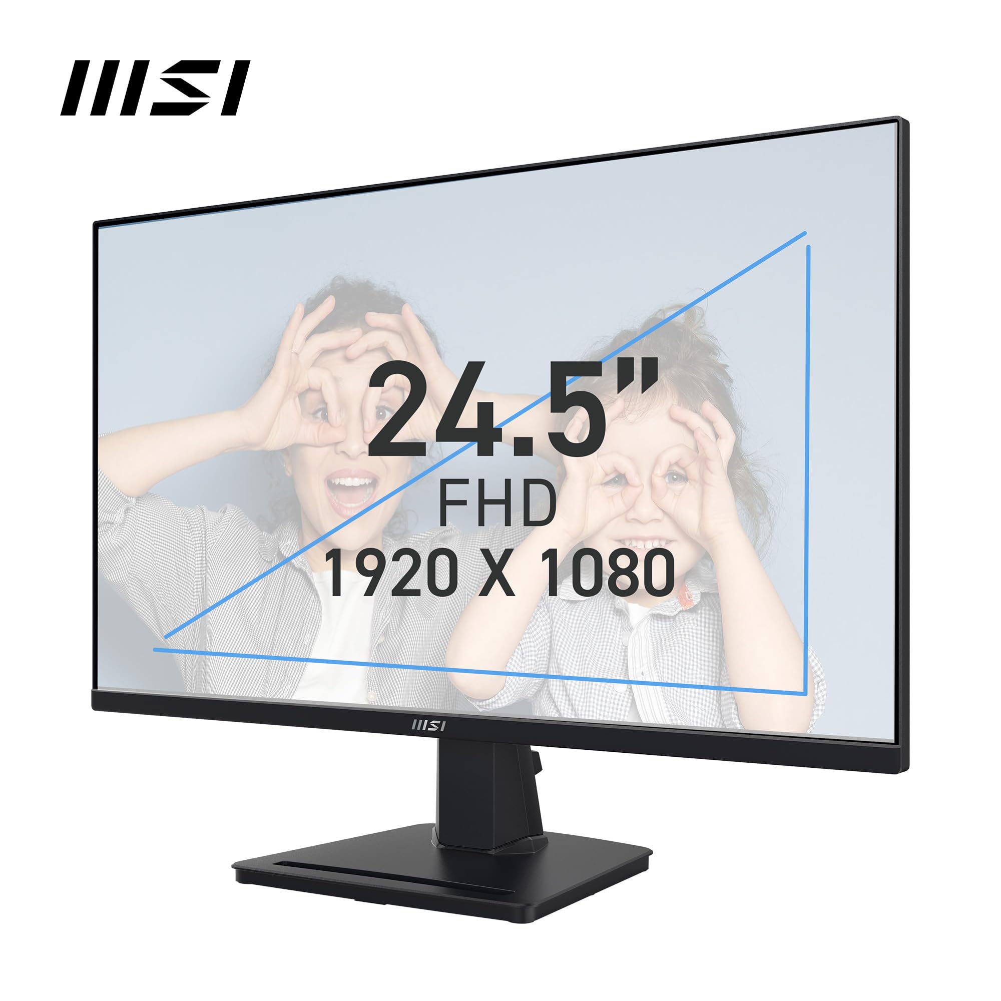 MSI PRO MP251 24.5 Inch Full HD Office Monitor - 1920 x 1080 IPS Panel, 100 Hz, Eye-Friendly Screen, Built-in Speakers, Tilt-Adjustable - HDMI 1.4b, D-Sub (VGA)
