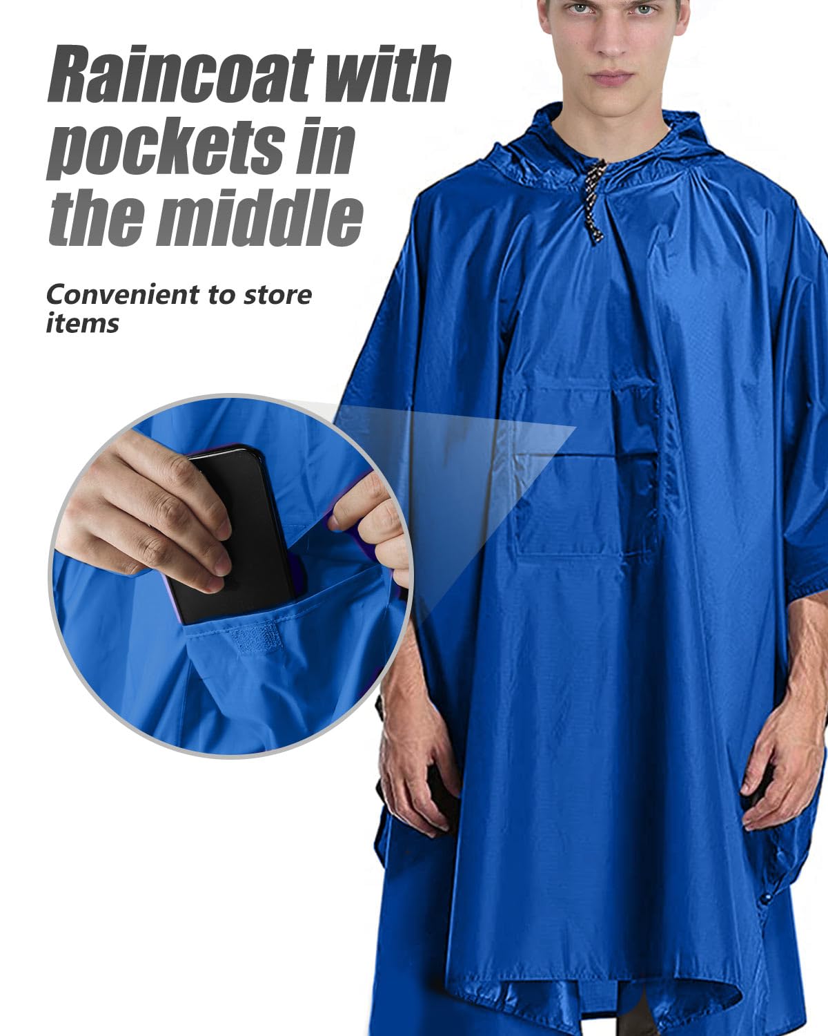 Victoper Waterproof Poncho Adult, Reusable Rain Poncho Adult Waterproof Poncho Waterproof Adult Lightweight Waterproof Raincoat for Outdoor Hiking Camping Cycling Traveling