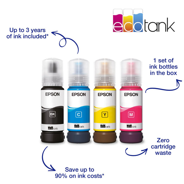 Epson EcoTank ET-2850 A4 Multifunction Air Print and Wi-Fi Ink Tank Printer with double sided printing, Up To 3 Years Of Ink Included